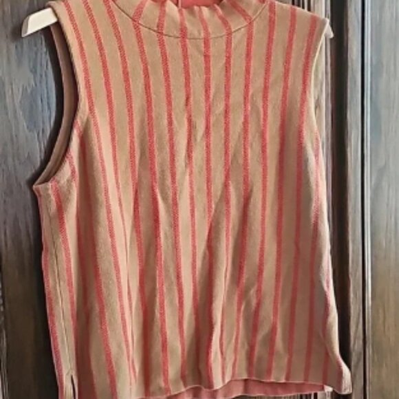 Anthropologie sweater Moth sleeveless size XL brown and red stripes - Picture 1 of 2